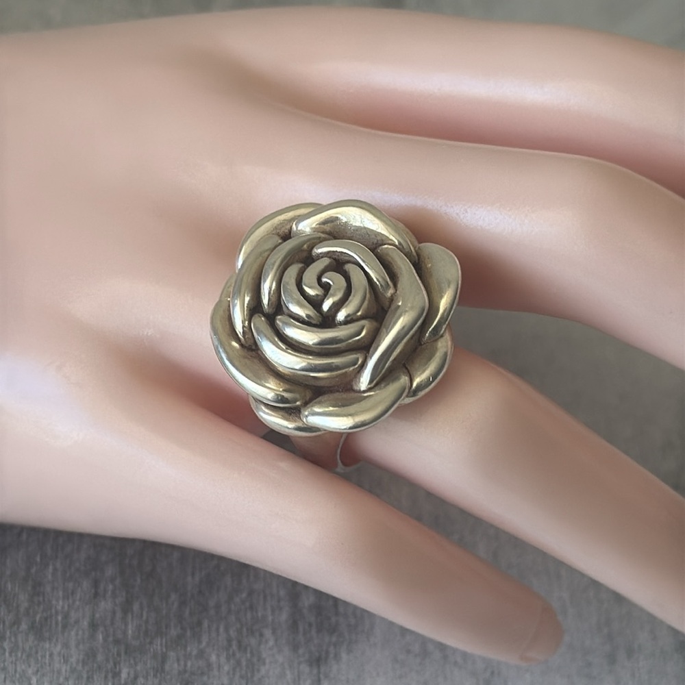 Sterling Silver 925 Flower Rose Electroform Ring 8